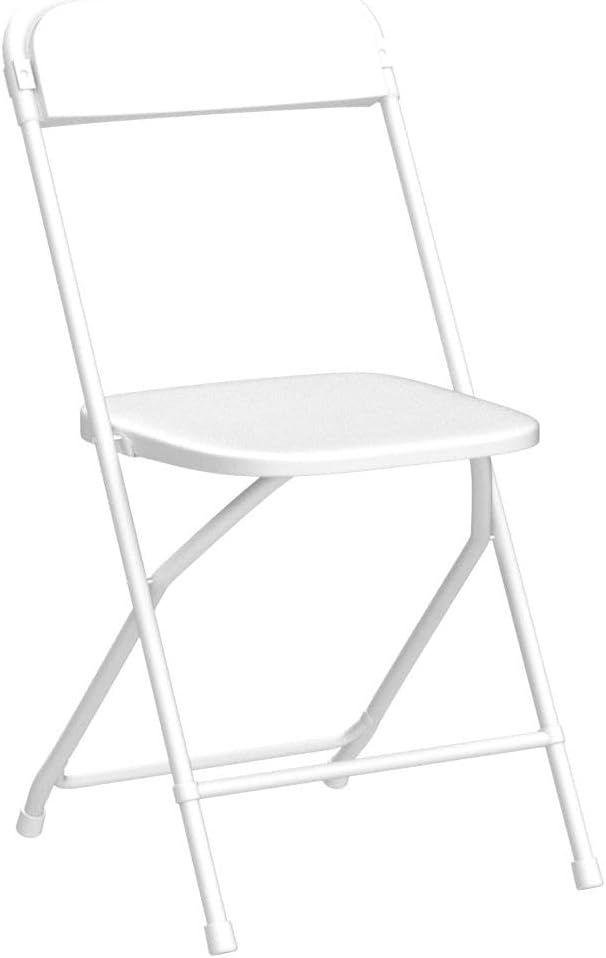 Allpop 4 Pack Plastic Folding Chair, 300lb Capacity, Portable Commercial Chair with Steel Frame for Home Office Wedding Party Indoor Outdoor Events, Stackable, White