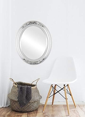 OVALCREST Oval Beveled Wall Mirror for Home Decor - Florence Style - Silver Spray - 28" x 22"