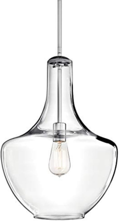 KICHLER Everly 19.75" 1 Light Bell Pendant Clear Glass Chrome