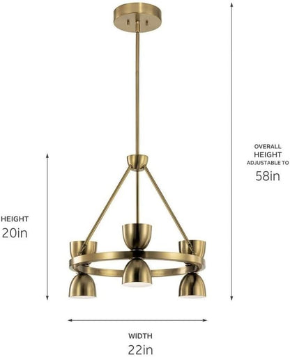Kichler Baland 22 Inch 6 Light Chandelier in Brushed Natural Brass
