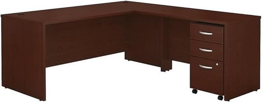 Bush Business Furniture Series C 72W L Shaped Desk with 48W Return and Mobile File Cabinet in Mahogany