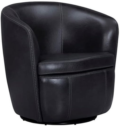 Pemberly Row Vintage Onyx Italian Leather Swivel Club Chair 2 Pack