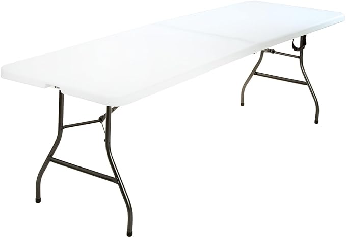 COSCO 8 ft. Fold-in-Half Banquet Table w/Handle, White