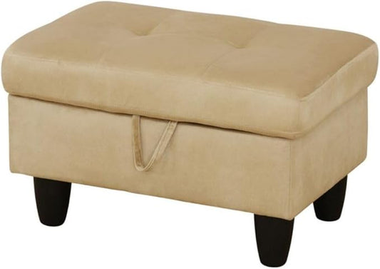 Ottoman Storage Ottoman Bench Flannel Footrest Footstool with Hinged Lid for Living Room, Bedroom, Entryway, Beige, 28.5"X19"X17.5"