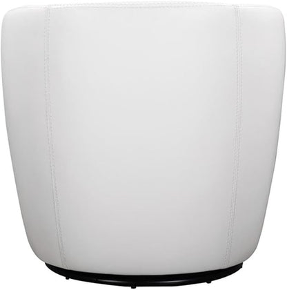 Pemberly Row Traditional All Italian Leather Swivel Club Chair in White