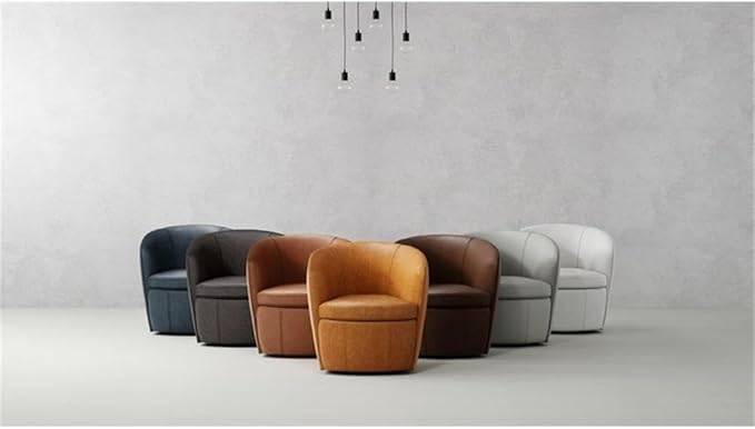 Pemberly Row Traditional All Italian Leather Gray Swivel Club Chair