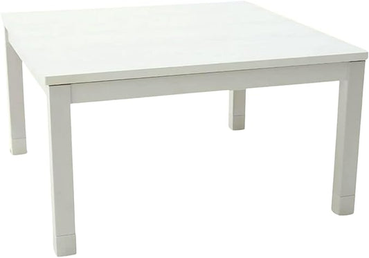 BJDesign Kotatsu - Japanese Heated Table - Wooden Chabudai Furniture with 120V Electric Heater - Low-Lying Dining and Work Desk with Temperature Control Knob (29x29in, White)