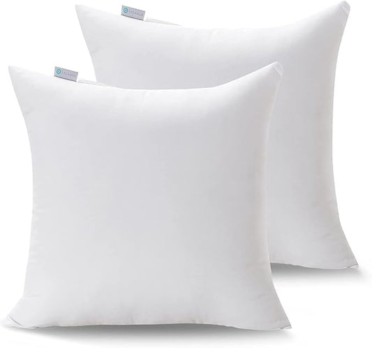 Acanva Indoor Decorative 28x28 Throw Pillow Inserts Pack of 2, Premium Polyester Fiber Fill Square Sham Stuffer Cushion for Sofa, Bed, Couch and Chair, Machine Washable, 2 Count (Pack of 1), White