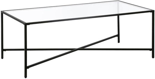 Henley 48'' Wide Rectangular Coffee Table with Glass Top in Blackened Bronze