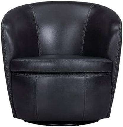 Pemberly Row Vintage Onyx Genuine Italian Leather Swivel Club Chair
