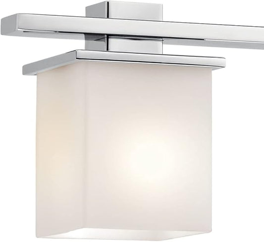 Kichler Tully 32" 4 Light Vanity Light with Satin Etched Cased Opal Glass Antique Pewter