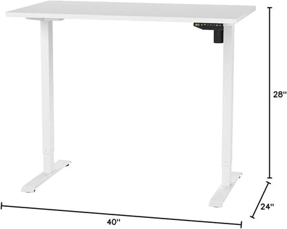 FLEXISPOT EN2 Whole-Piece Standing Desk with Clamp Power Strip, 40 x 24 Electric Stand Up Height Adjustable Desk with Cable Management (White Frame + 40" White Top)