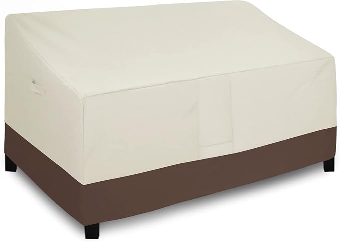 Easy-Going Outdoor Couch Cover - Heavy Duty 3-Seater Patio Sofa Cover, Windproof, Durable (85Wx37Dx35H inch, Beige/Dark Brown)