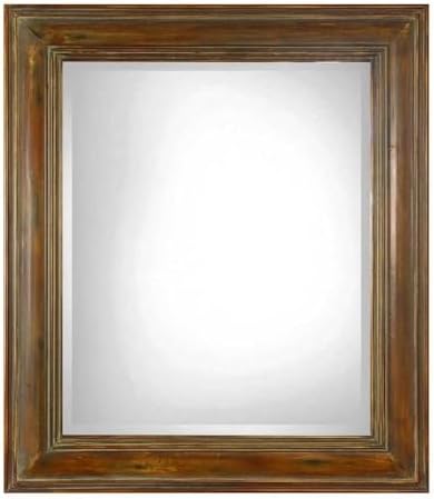 Uttermost 07016 Darian - 42" Square Mirror, Dark Brown/Gold/Sage Glaze Finish
