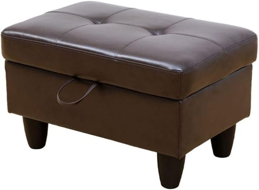 Ottoman Storage Ottoman Bench Faux Leather Footrest Footstool with Hinged Lid for Living Room, Bedroom, Entryway, Brown, 28.5"X19"X17.5"