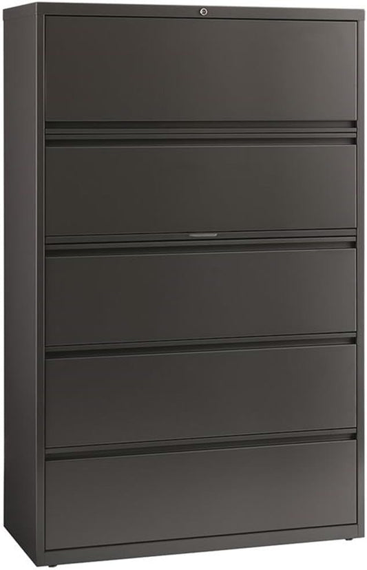 Pemberly Row 42-in Wide Metal 5 Drawer Lateral Filing Cabinet Charcoal