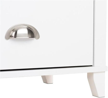 Prepac Yaletown Traditional 2-Drawer Tall Nightstand Side Table, Bedside Table with 2 Drawers and Open Shelf 16" D x 23" W x 28" H, White, WDNH-1202-1
