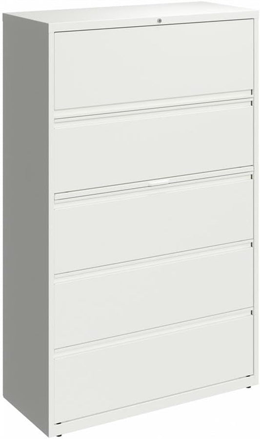 Pemberly Row 42-in Wide 5 Drawer Metal Lateral Filing Cabinet White