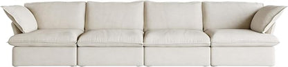 JACH Modular Sectional Couches for Living Room, Deep 4 Seats 162" Sectional Sofa, Cushion Covers Removable, Two Corners and Two Middle, Sofas Furniture for Living Room, Beige