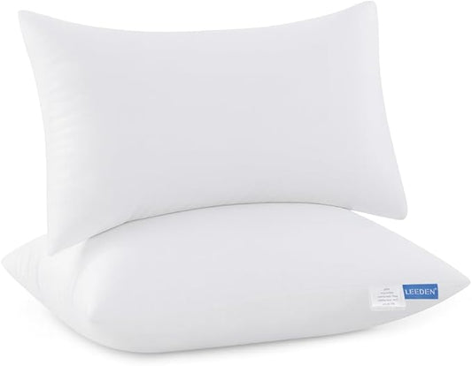 Leeden 12x20 Pillow Inserts Pack of 2, Fluffy Lumbar Throw Pillow Inserts, Soft Square Decorative Throw Pillows for Couch, Sofa, Bed, and Home Decor White Pillows