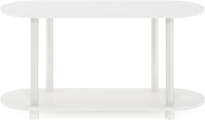 Furinno Turn-N-Tube No Tools Modern Oval Side Table, White/Virgin White