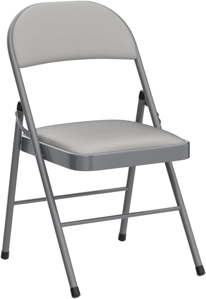 6 Pack Grey Folding Chairs with Padded Seats, Portable Stackable Foldable Chairs for Indoor and Outdoor, Commercial Seat with Metal Frame for Events Office Wedding, 330lbs Capacity