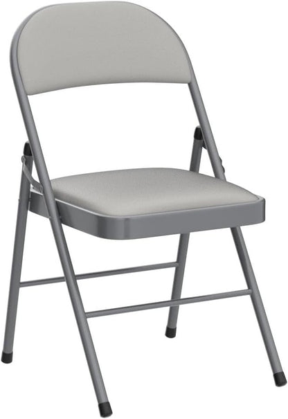 6 Pack Grey Folding Chairs with Padded Seats, Portable Stackable Foldable Chairs for Indoor and Outdoor, Commercial Seat with Metal Frame for Events Office Wedding, 330lbs Capacity