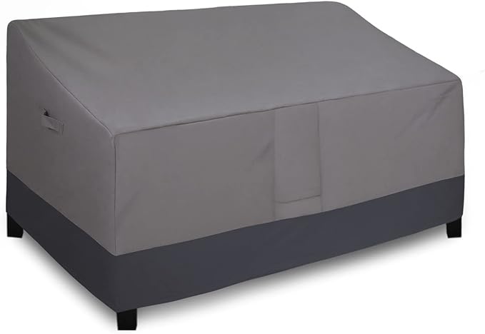 Easy-Going Waterproof Outdoor Loveseat Cover, Heavy Duty 2-Seater Patio Couch, Windproof Furniture With Air Vent (90Wx35Dx32H inch, Gray/Dark Gray)