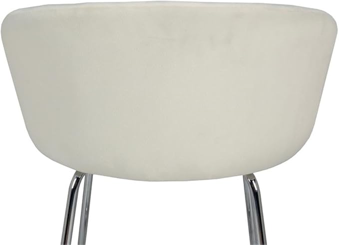 Hillsdale, Marisol Round Metal and Upholstered Vanity Stool with Scoop Back for Makeup Room or Bathroom, Off-White