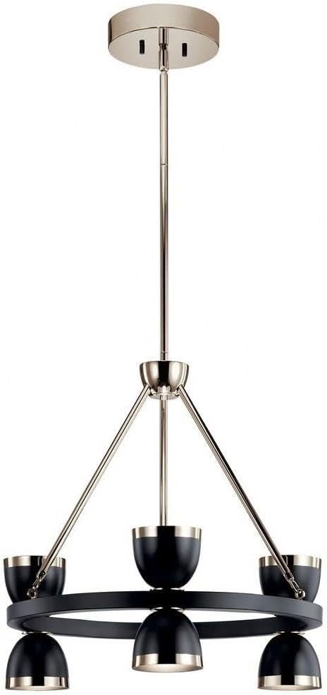 Kichler Baland 22 Inch 6 Light Chandelier in Black and Polished Nickel