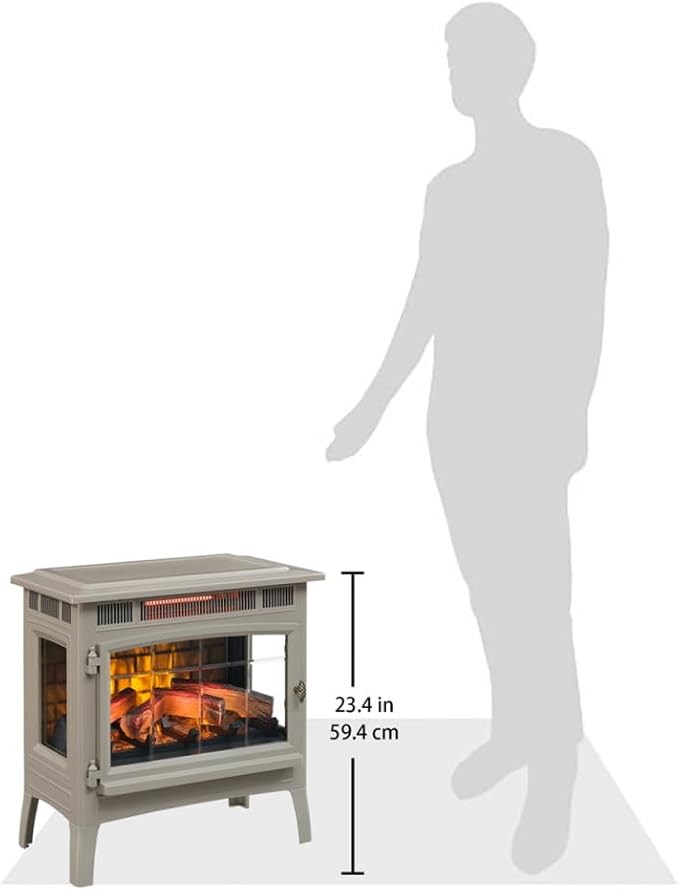 duraflame Freestanding Electric Fireplace Stove Heater with 3D Flame Effect for 1,000 Sq. Ft. Room, French Gray