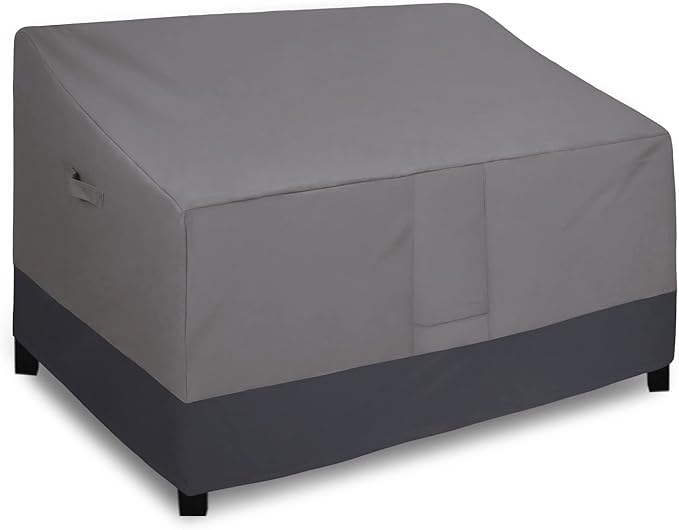 Easy-Going Heavy Duty 2 Seater Outdoor Loveseat Cover, Waterproof Windproof Patio Furniture Sofa Cover with Air Vent (58Wx32.5Dx31H inch, Gray/Dark Gray)