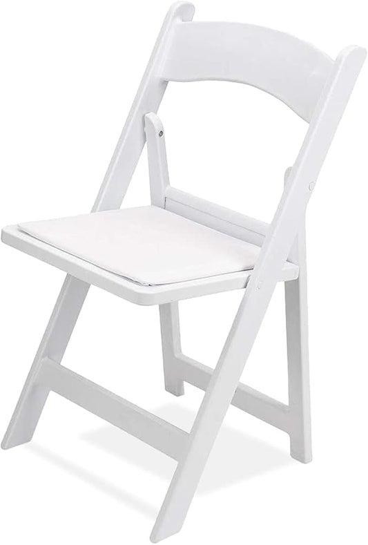 EventStable Titan PRO Resin Folding Chair - White Indoor Outdoor Lightweight Padded Folding Chair for Weddings Parties Events - 100 Pack