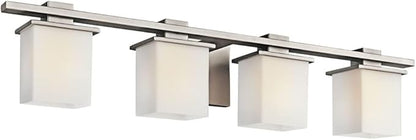 Kichler Tully 32" 4 Light Vanity Light with Satin Etched Cased Opal Glass Antique Pewter
