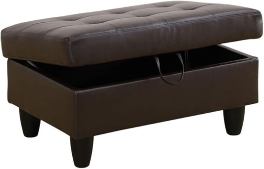 Ottoman Storage Ottoman Bench Faux Leather Footrest Footstool with Hinged Lid for Living Room, Bedroom, Entryway, Brown, 35"X23"X17"