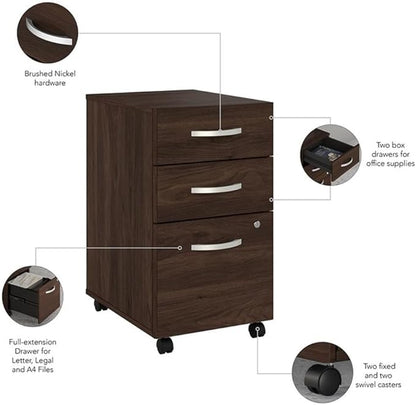 Pemberly Row Engineered Wood 72W x 30D Desk w/Hutch & Drawers in Black Walnut