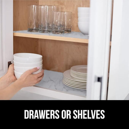 GORILLA GRIP Slip Resistant Drawer and Shelf Liner 2 Pack, Non Adhesive Water Resistant, Easy Clean and Trim, Smooth Surface Liners for Kitchen Cabinet, Shelves, Drawers, Pantry, 20 IN x 20 FT, Marble