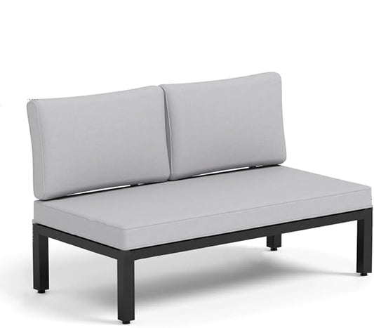 MFSTUDIO 2 Seat Patio Furniture Set,Outdoor Metal Frame Patio Sectional Sofa Conversation Set with Removable Cushion for Backyard,Garden