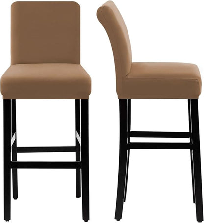 H.VERSAILTEX 100% Waterproof Bar Stool Cover Stretch Counter Stool Pub Chair Slipcover for Dining Room Removable Soft Thick Solid Fleece Fabric Bar Stool Slipcovers Set of 4, Sand