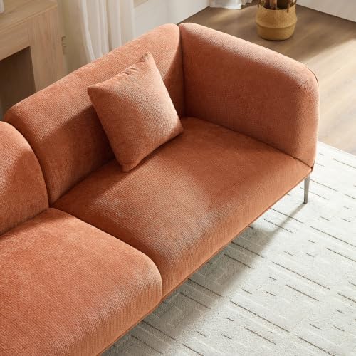 83" Mid-Century Modern Couch, Breathable Fabric Couch with Upholstered Cushions/Pillows, 3-Seat Sofas & Couches, for for Living Room/Bedroom/Lobby/officee (Brown)