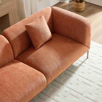 83" Mid-Century Modern Couch, Breathable Fabric Couch with Upholstered Cushions/Pillows, 3-Seat Sofas & Couches, for for Living Room/Bedroom/Lobby/officee (Brown)
