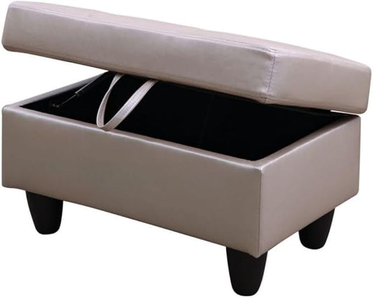 Ottoman Storage Ottoman Bench Faux Leather Footrest Footstool with Hinged Lid for Living Room, Bedroom, Entryway, Latte, 28.5"X19"X17.5"