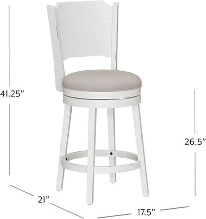 Hillsdale Clarion Wood Swivel Stool, Counter Height, Sea White