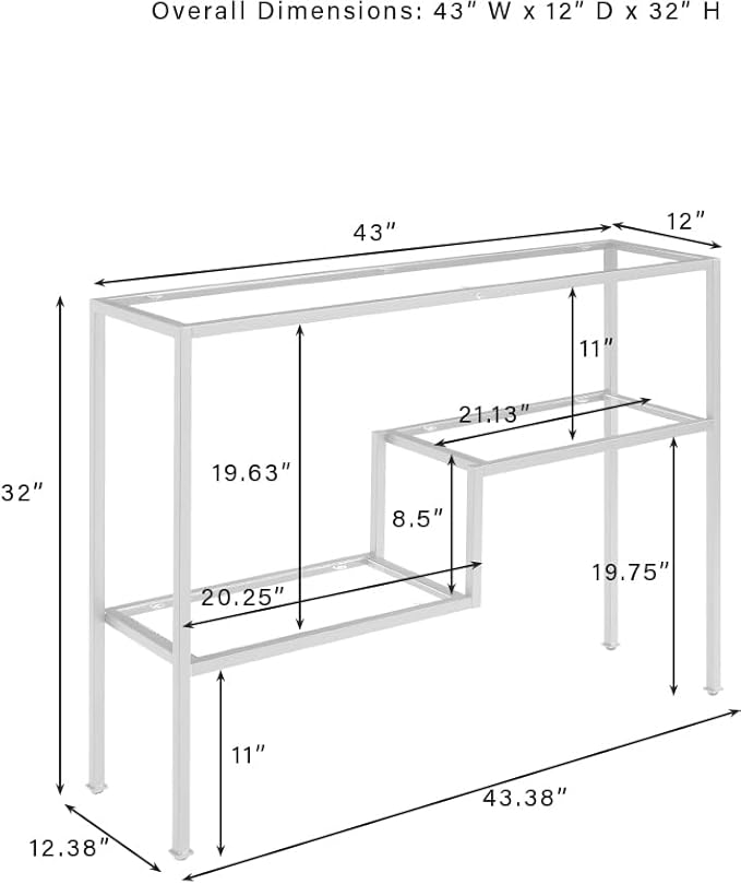 Crosley Furniture Sloane Sofa Console Table with Storage Shelves for Hall, Entryway, or Living Room, Gold