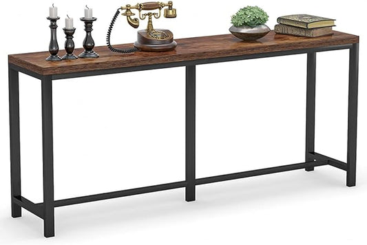 Tribesigns 70.9 inch Extra Long Console Table Behind Couch, Easy Assembly Sofa Table for Living Room Small Space, Rustic Industrial Narrow Entryway Hallway Table (Brown)