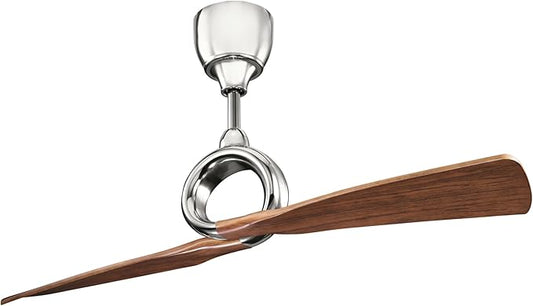 Kichler Link 54" Ceiling Fan in Polished Nickel, 2-Blade Contemporary Fan for Bedroom or Living room with Remote, (54" W x 24.25" H), 300168PN