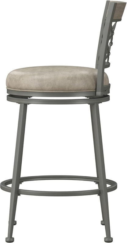 Hillsdale Hutchinson Swivel Counter Height Stool, Pewter