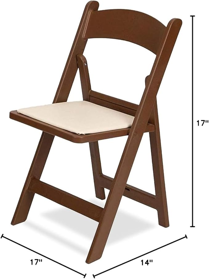 EventStable Titan PRO Resin Folding Chair - Brown with Ivory Indoor/Outdoor Lightweight Foldable Chair with Vinyl Padded for Weddings Parties Events - 50 Pack
