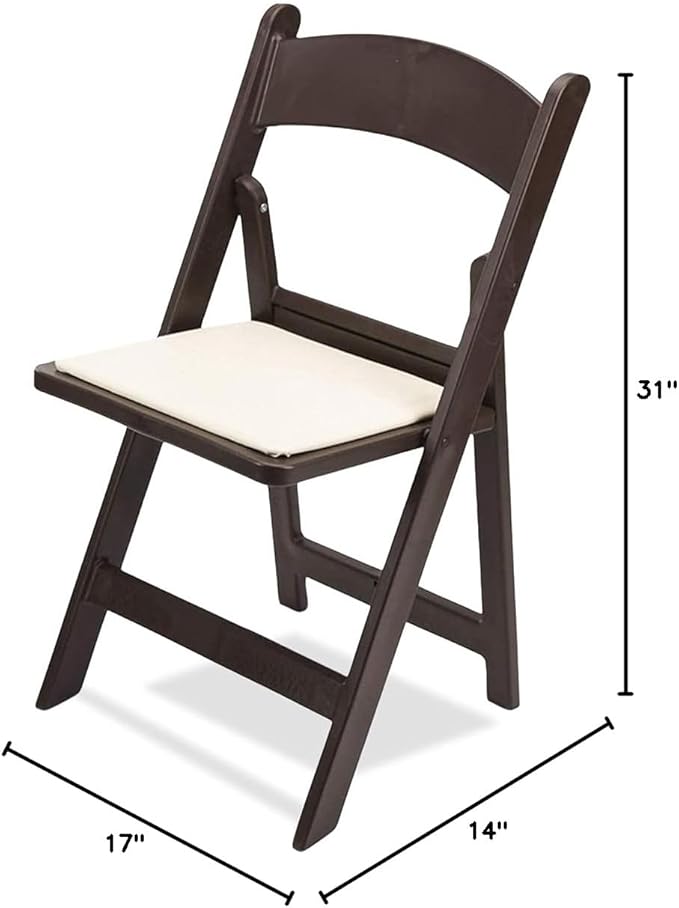 EventStable Titan PRO Resin Folding Chair - Dark Brown Indoor/Outdoor Lightweight Foldable Chair - Vinyl Padded Folding Chair for Weddings Parties Events - 100 Pack
