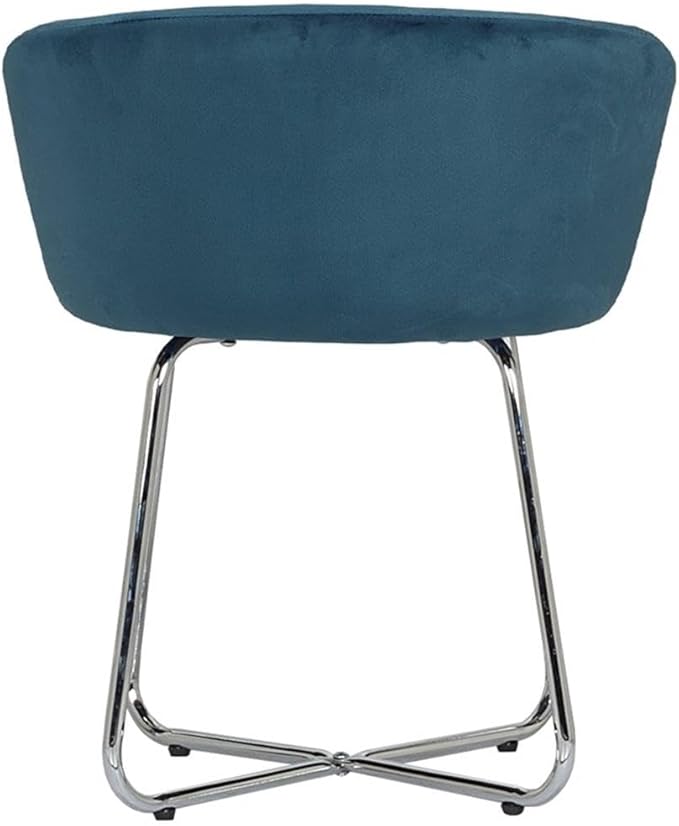 Hillsdale, Marisol Round Metal and Upholstered Vanity Stool with Scoop Back for Makeup Room or Bathroom, Blue